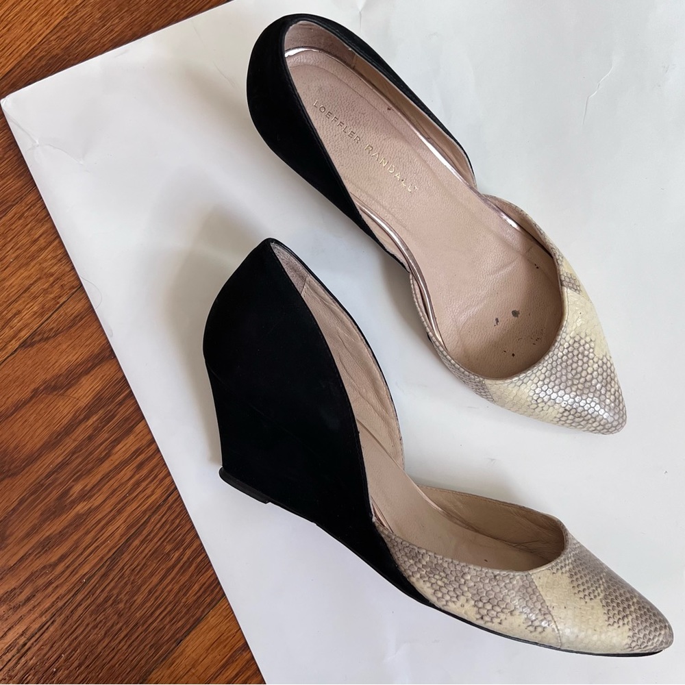 Loeffler Randall | 'Rae D'Orsay' Snakeskin & Suede Wedge Heels 9